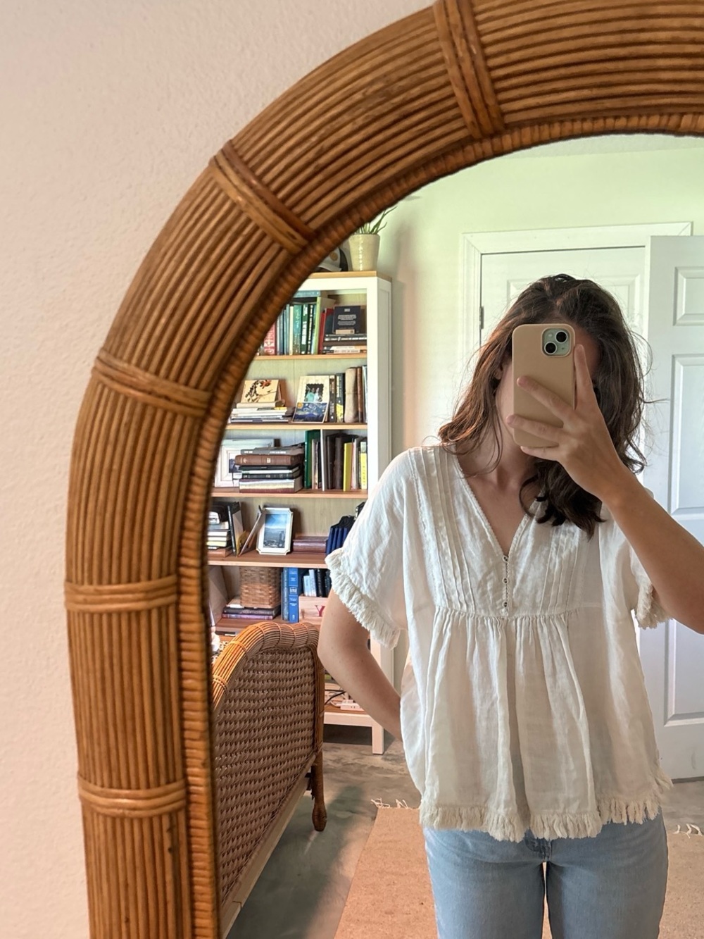 Wrap London Women's White Linen Peasant Top